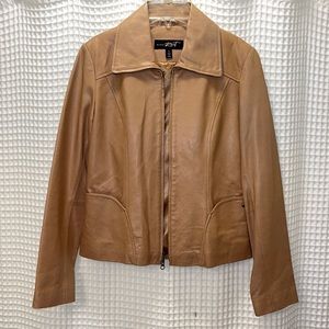 Brand: Black Rivet. Size: small light brown leather jacket.